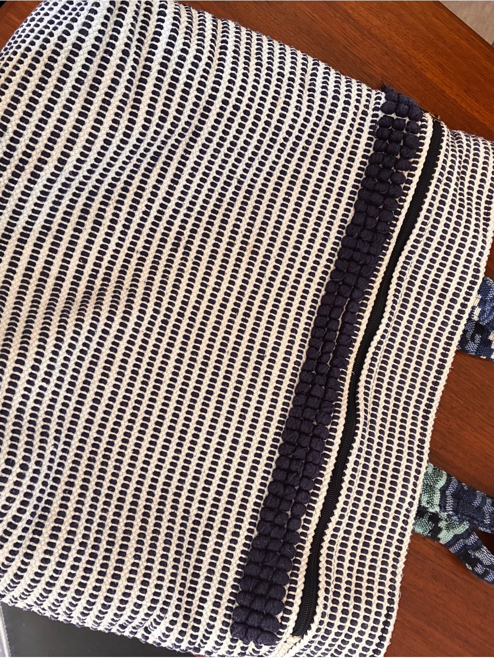 Steve Madden Navy Woven Duffel Tote - Picture 2 of 3